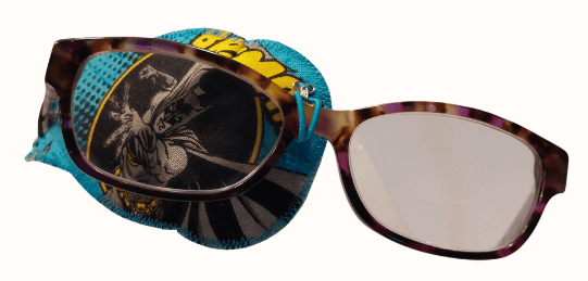 Batman eye patch attached to glasses kids Eye Patches for Lazy Eye, Amblyopia Treatment, fabric eye patch